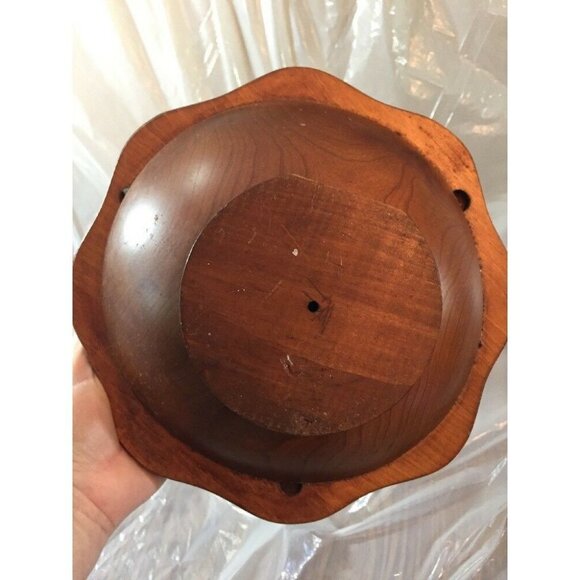 Wooden 3 Taper Candlestick Candle Holder Handmade Octagon Base Round Bowl Center - Picture 7 of 12